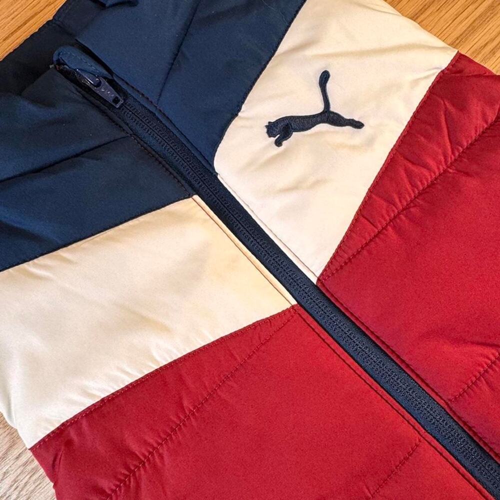 Puma boys puffer vest Size Small Retro 80's Style colorblock apres ski